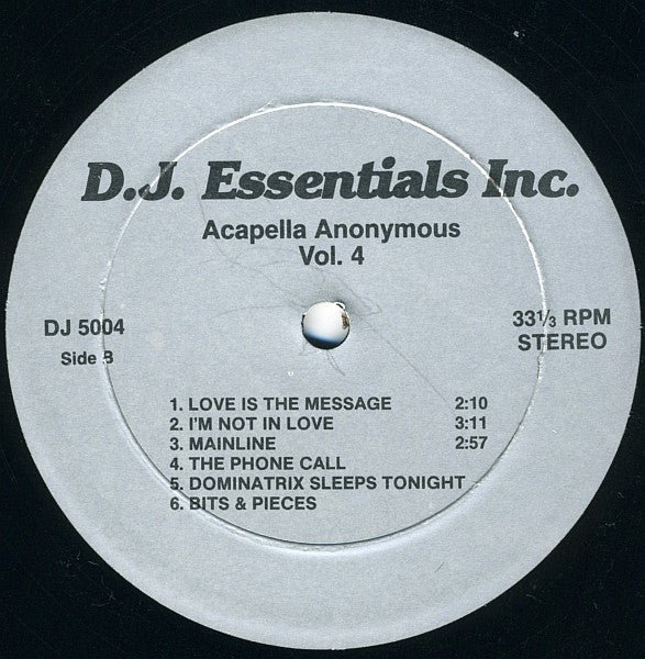 Various – Acapella Anonymous Vol. 4  (12") (Near Mint (NM or M-))