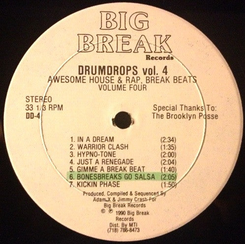 Adam X & Jimmy Crash – Drumdrops Vol. 4 (Essential Break Beats & Loops) (12") (Very Good Plus (VG+))