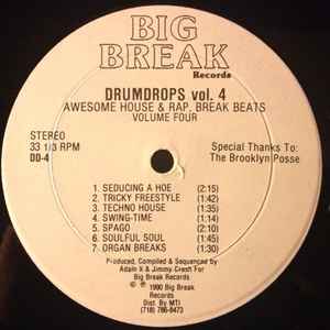Adam X & Jimmy Crash – Drumdrops Vol. 4 (Essential Break Beats & Loops) (12") (Very Good Plus (VG+))