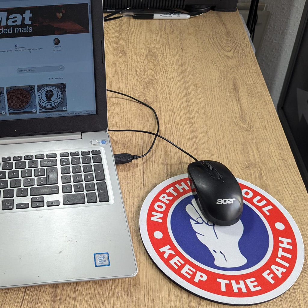 Keep the Faith Mouse Pad | Northern Soul Red White Blue Round Mousemat Gift