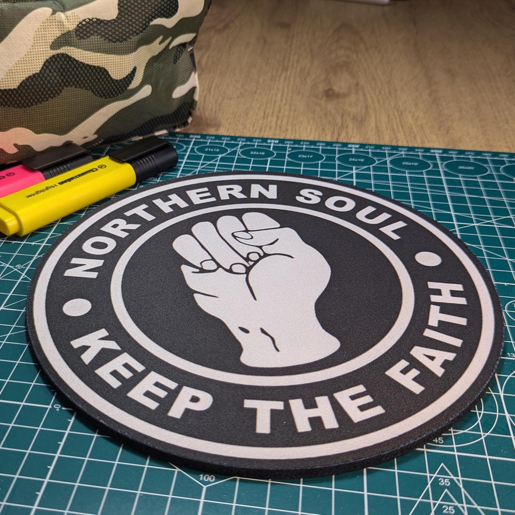 Northern Soul Inverted “Keep the Faith” Round Mouse Pad